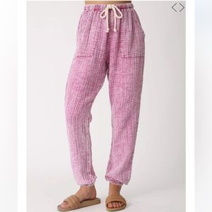 NWT Electric & Rose Lauren Gauze Pant Acid Wash Paradise Pink Small